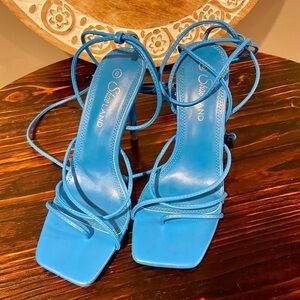 Blue Strappy Heels by Shoe Land